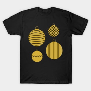 Gold Tone Christmas Baubles T-Shirt